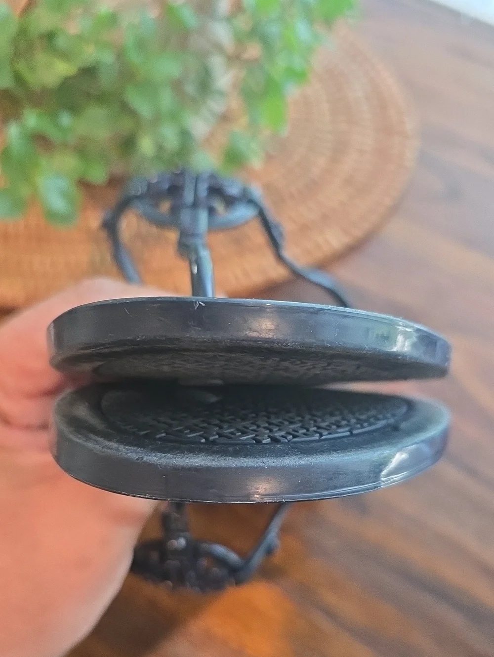 Tory Burch Black Logo Jelly Thong Sandals with Patent Shine